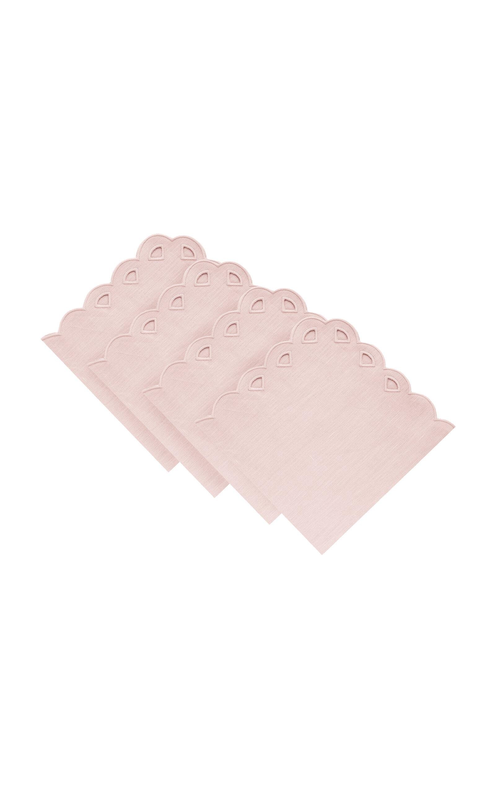 Moda Domus - Set-of-Four Handcrafted Linen Napkins - Pink - Moda Operandi by MODA DOMUS