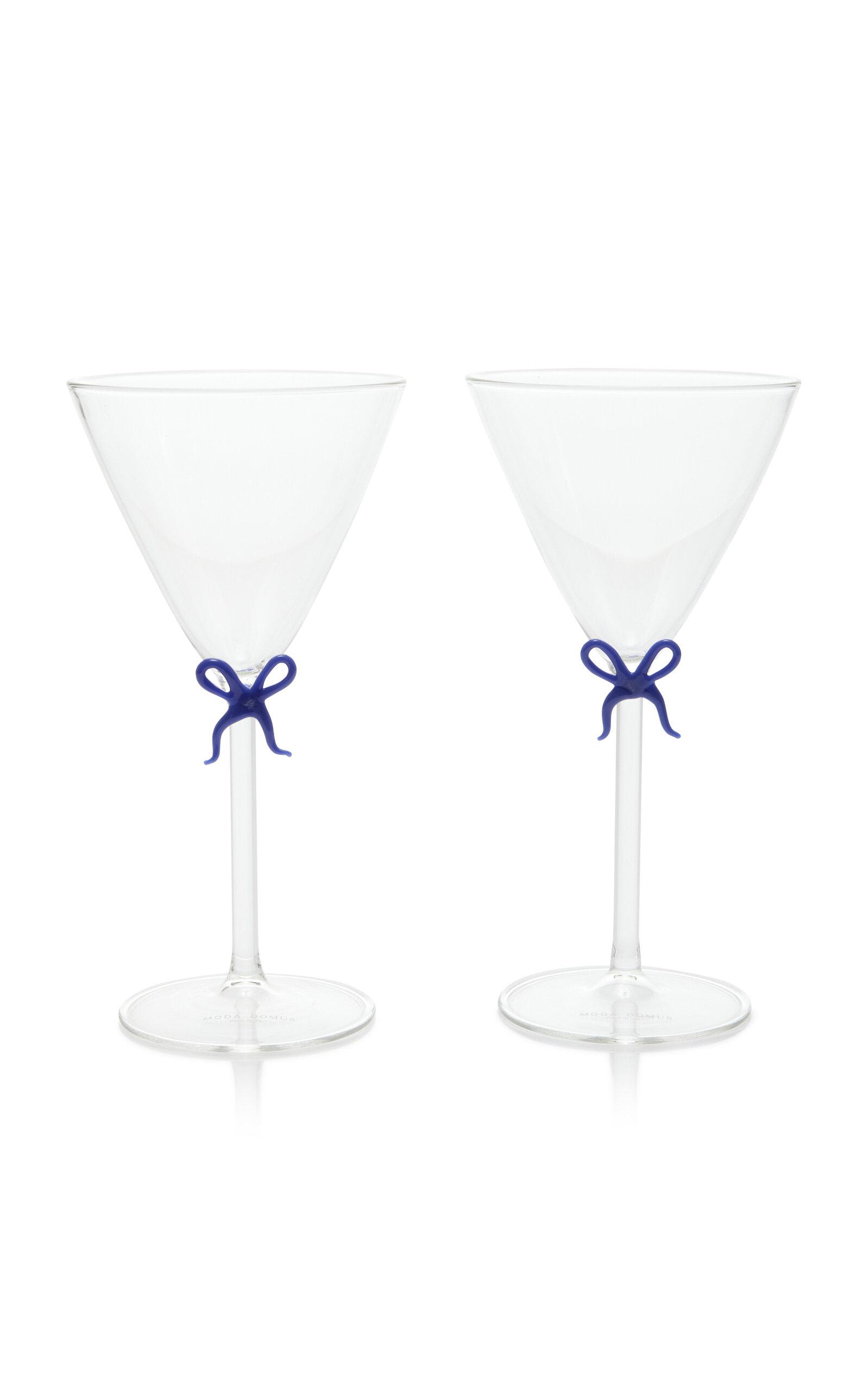 Moda Domus - Set-of-Two Handmade Martini Glasses - Blue - Moda Operandi by MODA DOMUS