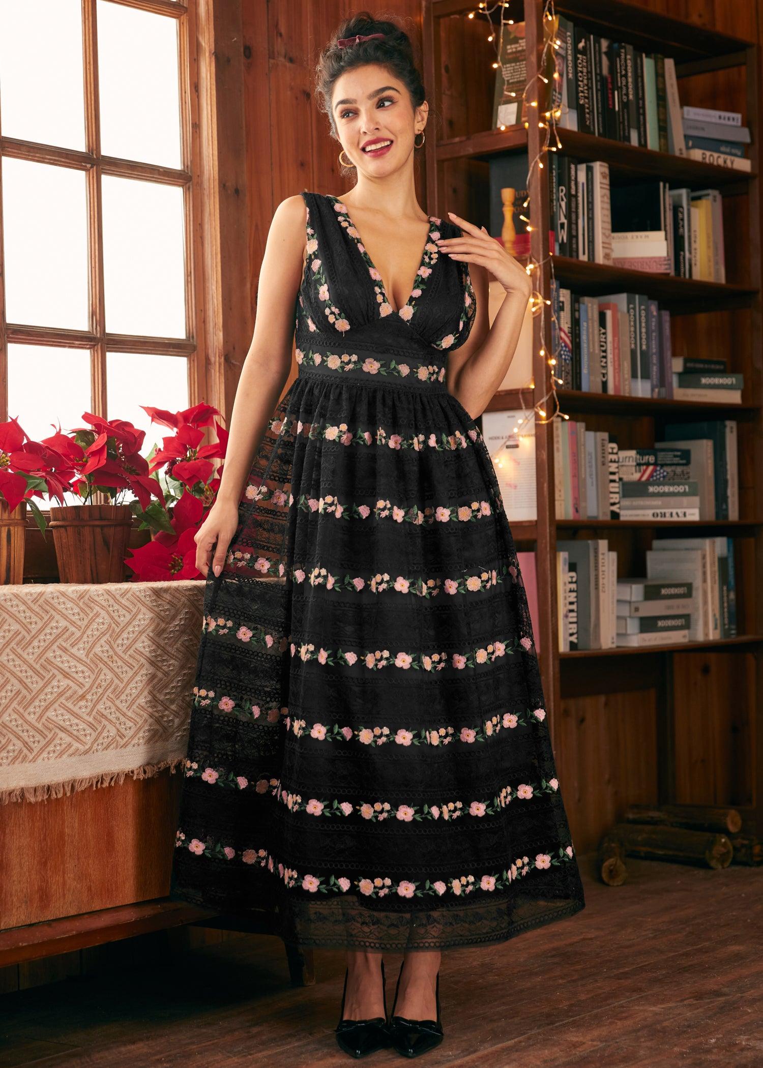 ModCloth Enchanted Evening V-Neck Maxi Dress by MODCLOTH