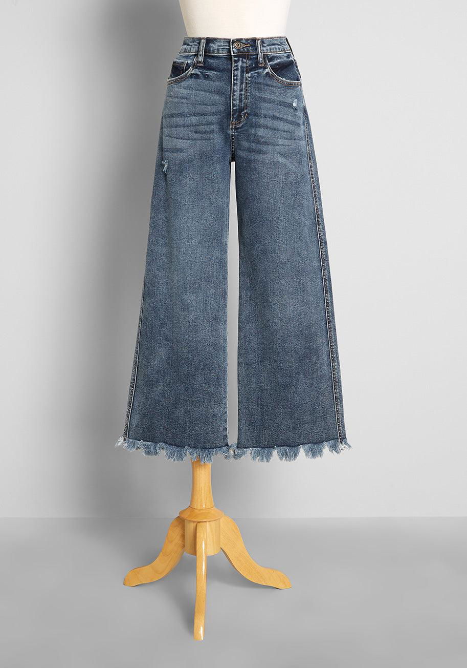 ModCloth The Way We Tore Cropped Wide-Leg Jeans by MODCLOTH