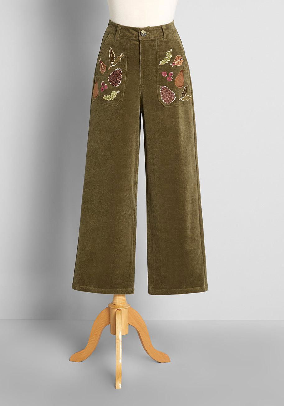 ModCloth Wintery Weather Treasure Embroidered Wide-Leg Cords by MODCLOTH