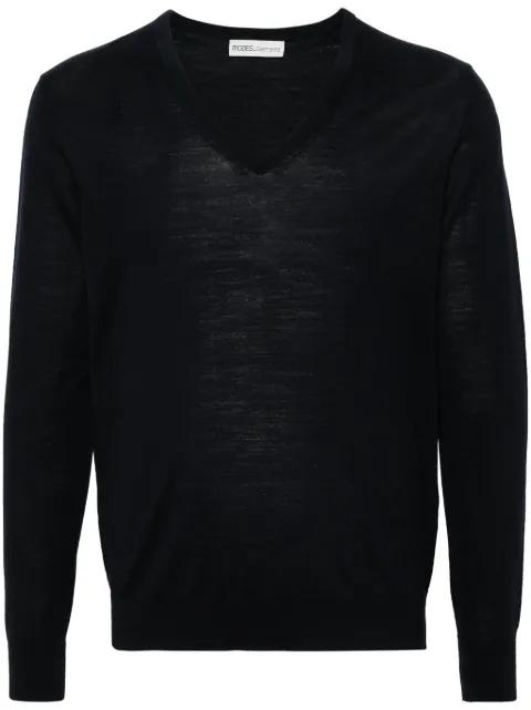 V-neck merino wool jumper by MODES GARMENTS