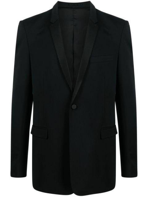 satin-trim single-breasted blazer by MODES GARMENTS