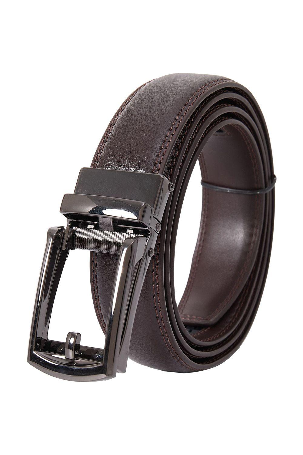 Adjustable Leather Ratchet Belt with Automatic Buckle by MODISHION