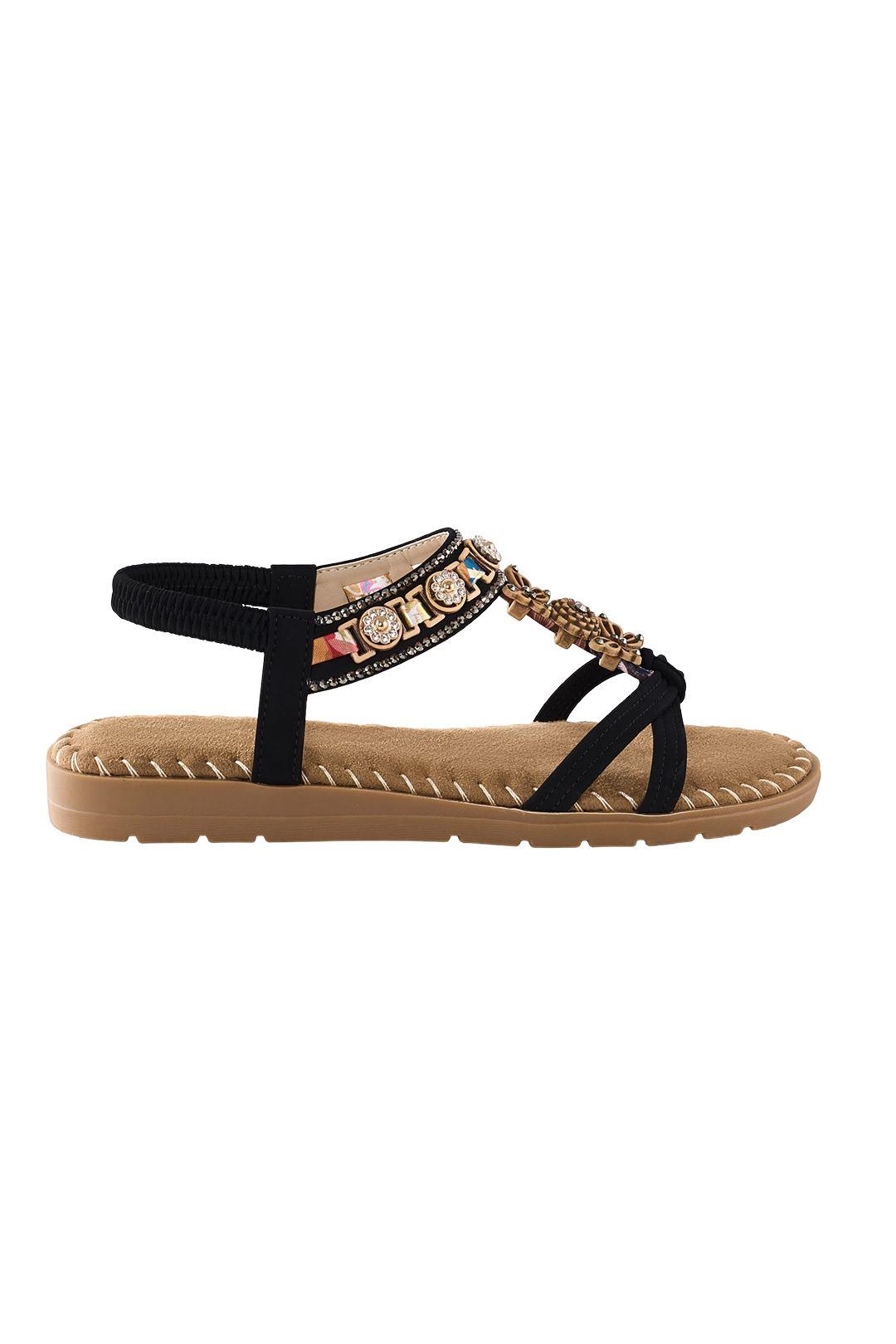 Bohemian Open-Toe Slip-On Sandals with Elastic Ankle Strap by MODISHION