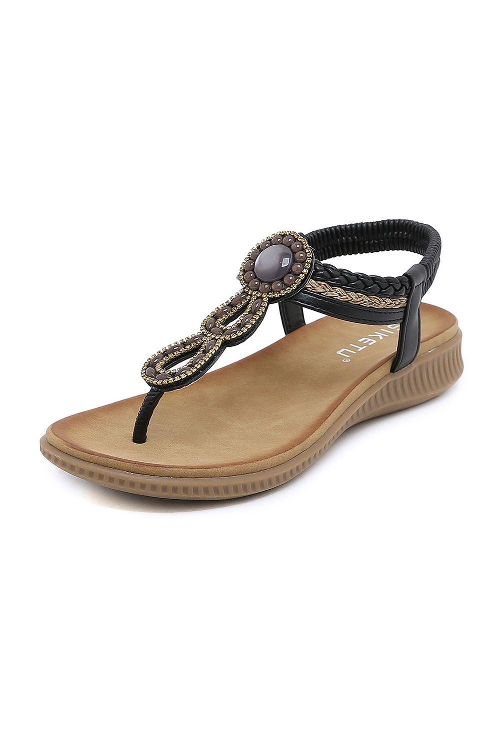 Boho Casual Rhinestone Beach Sandals by MODISHION