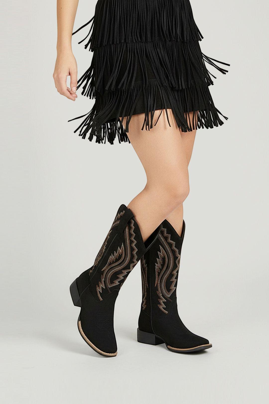 Fashionable Faux Seude Western-Style Mid-Calf Boots by MODISHION