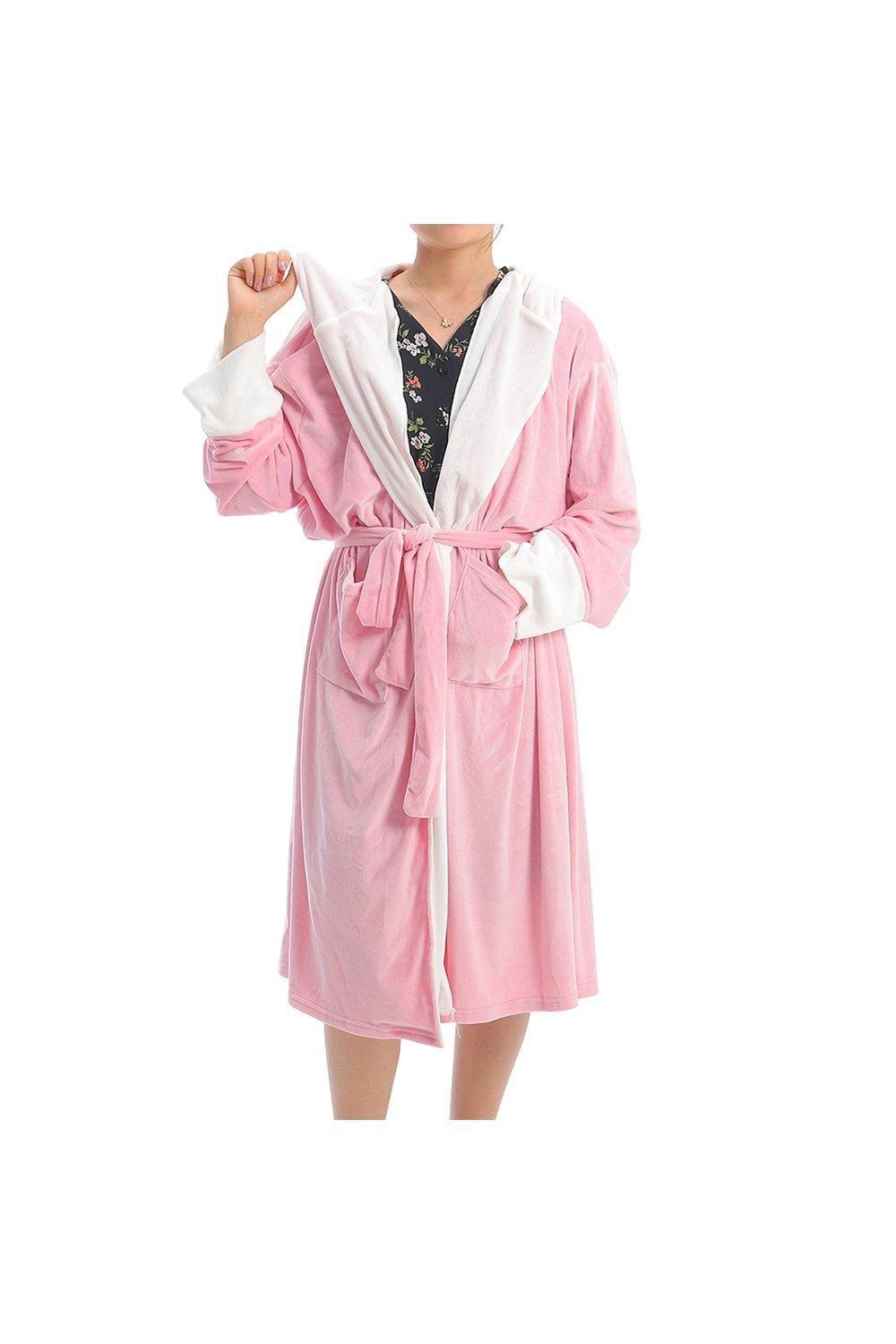 Flannel Hooded Bathrobe by MODISHION