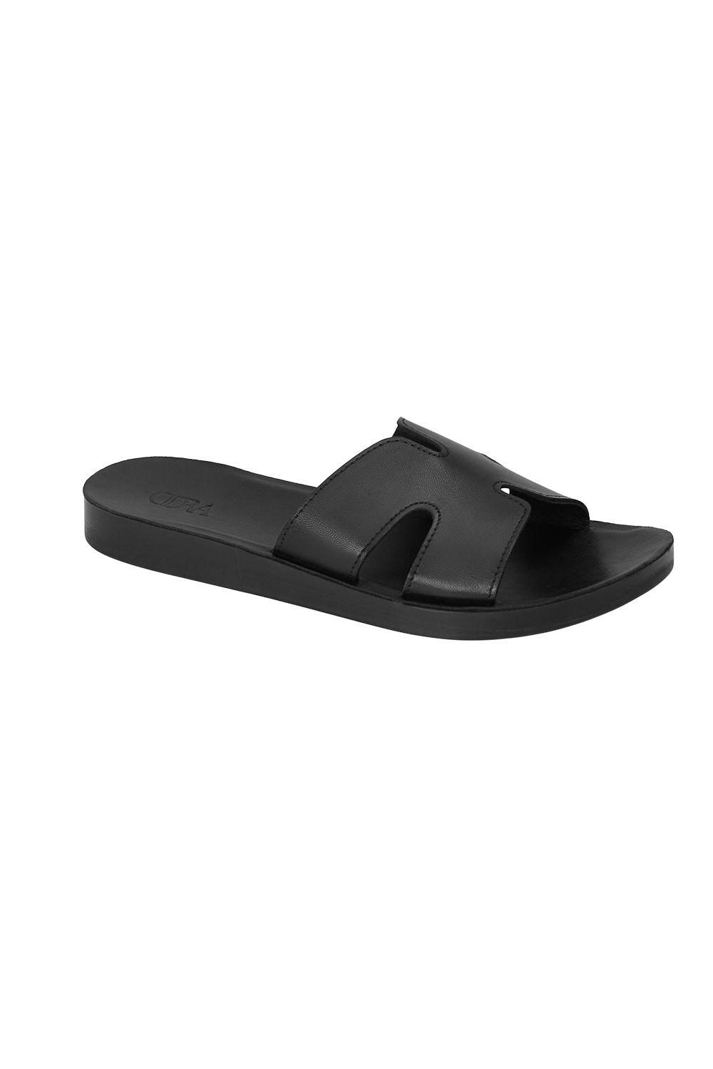 Genuine Leather Flat Slide Sandals by MODISHION