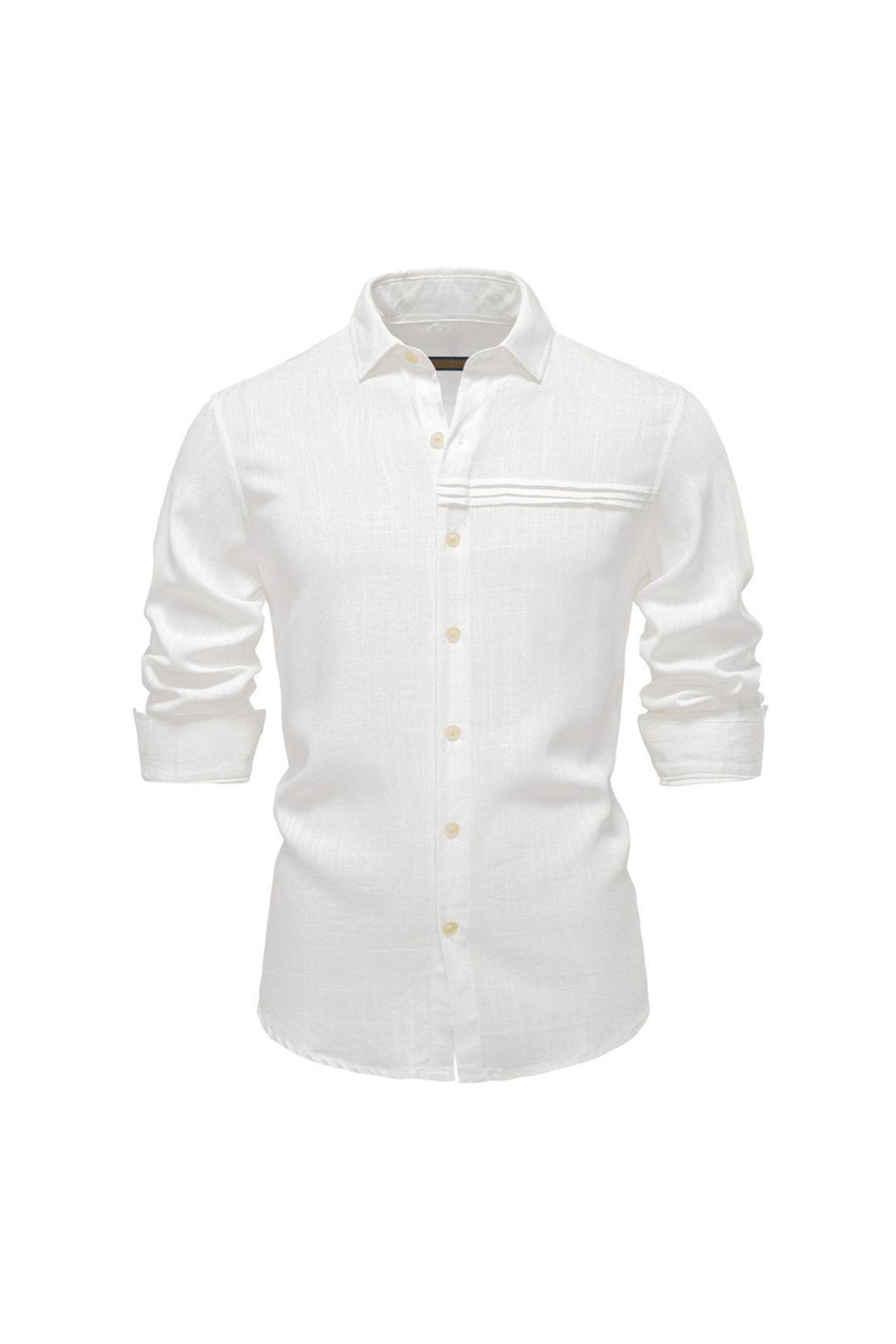 Linen Breathable Turn Down Collar Long Sleeve Shirt by MODISHION Linen Breathable Turn Down Collar Long Sleeve Shirt by MODISHION