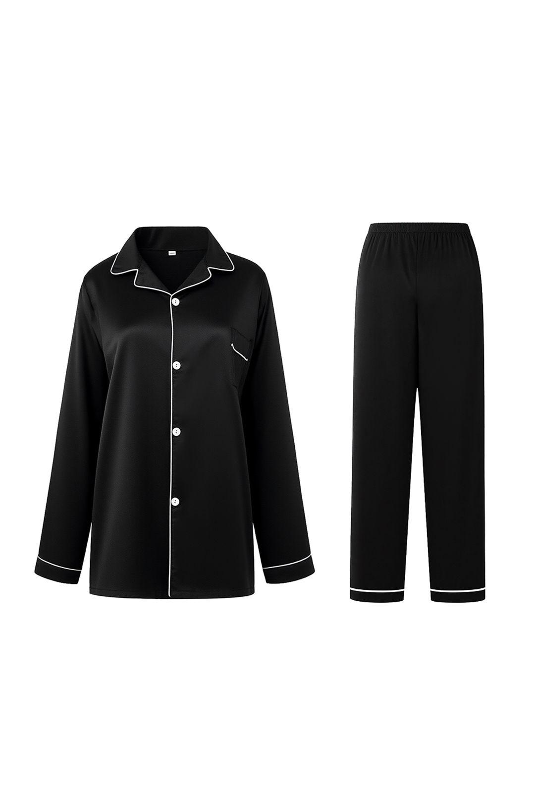 Long Sleeve Button-Up Loungewear Set by MODISHION