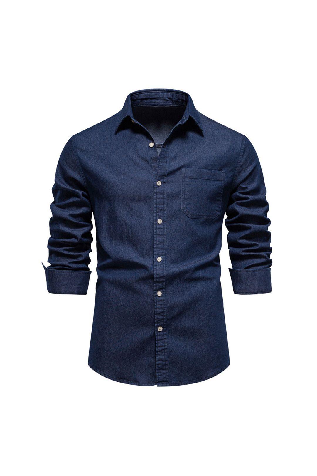 Long Sleeve Button-Up Shirt with Chest Pockets by MODISHION