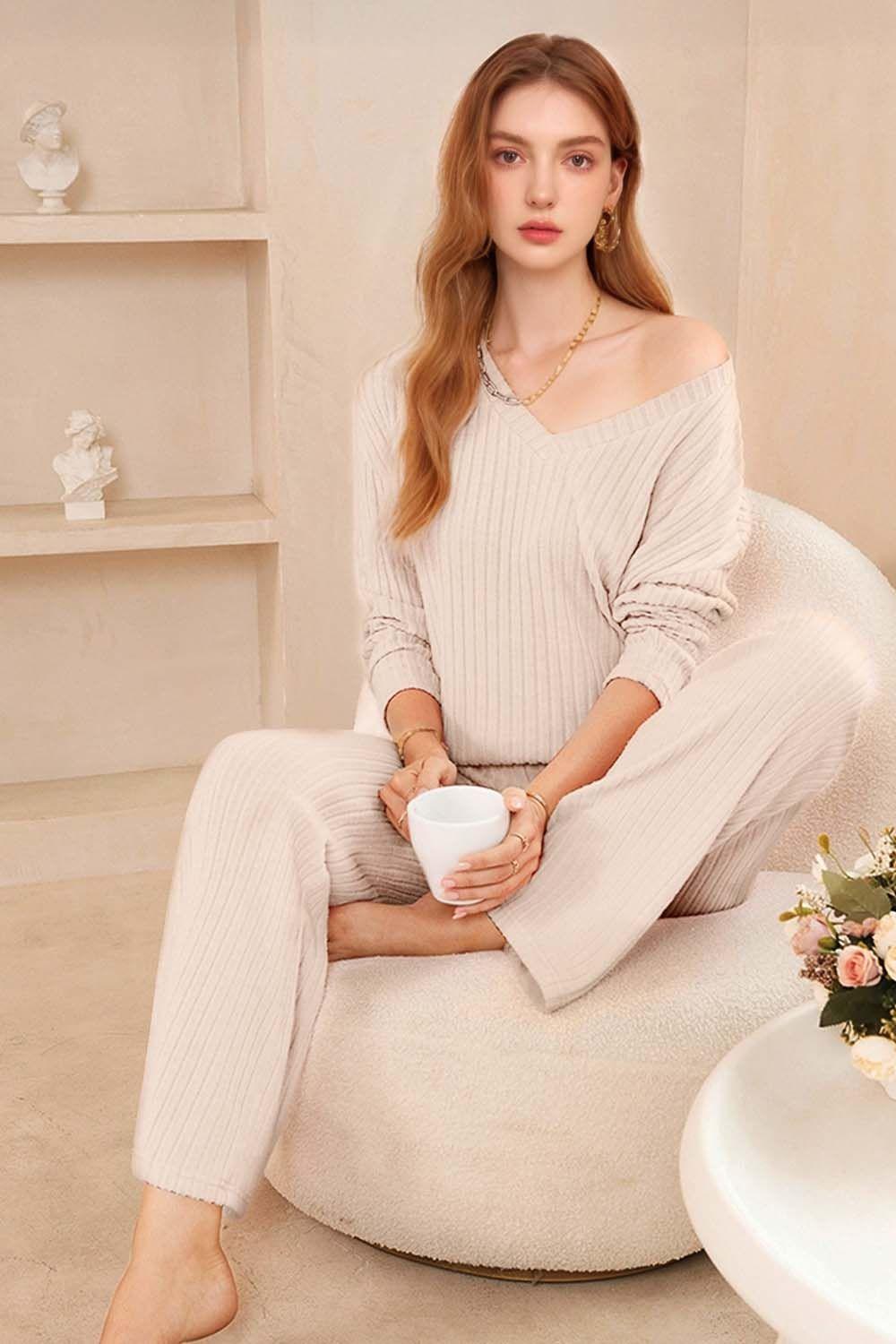 Long Sleeve Knit Pajama Set by MODISHION