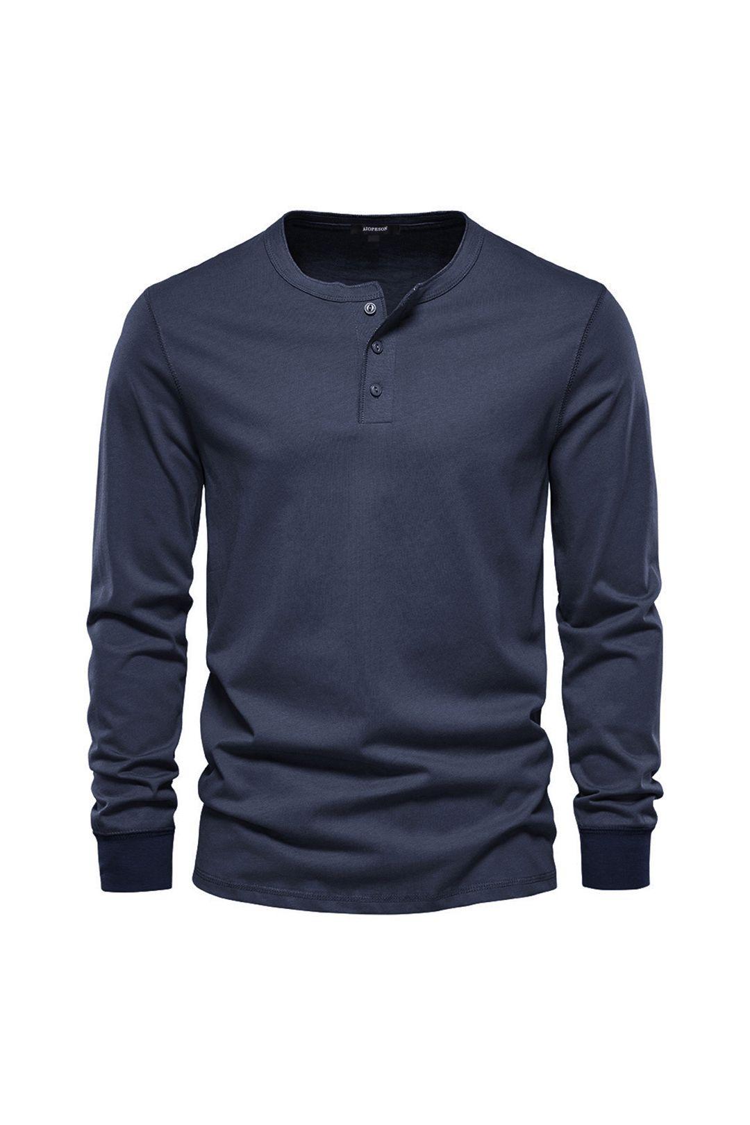 Long-Sleeved Henley T-Shirt by MODISHION
