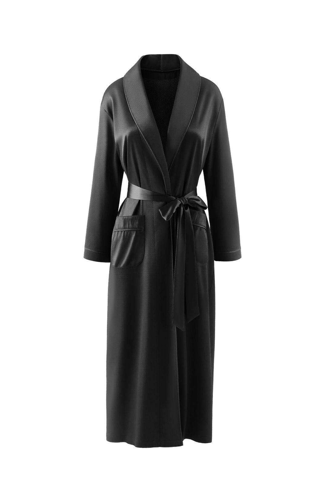 Shawl Collar Long Dressing Gown with Pockets by MODISHION
