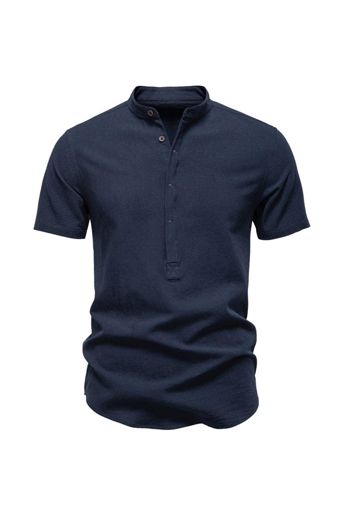 Short-Sleeve Henley Shirt by MODISHION