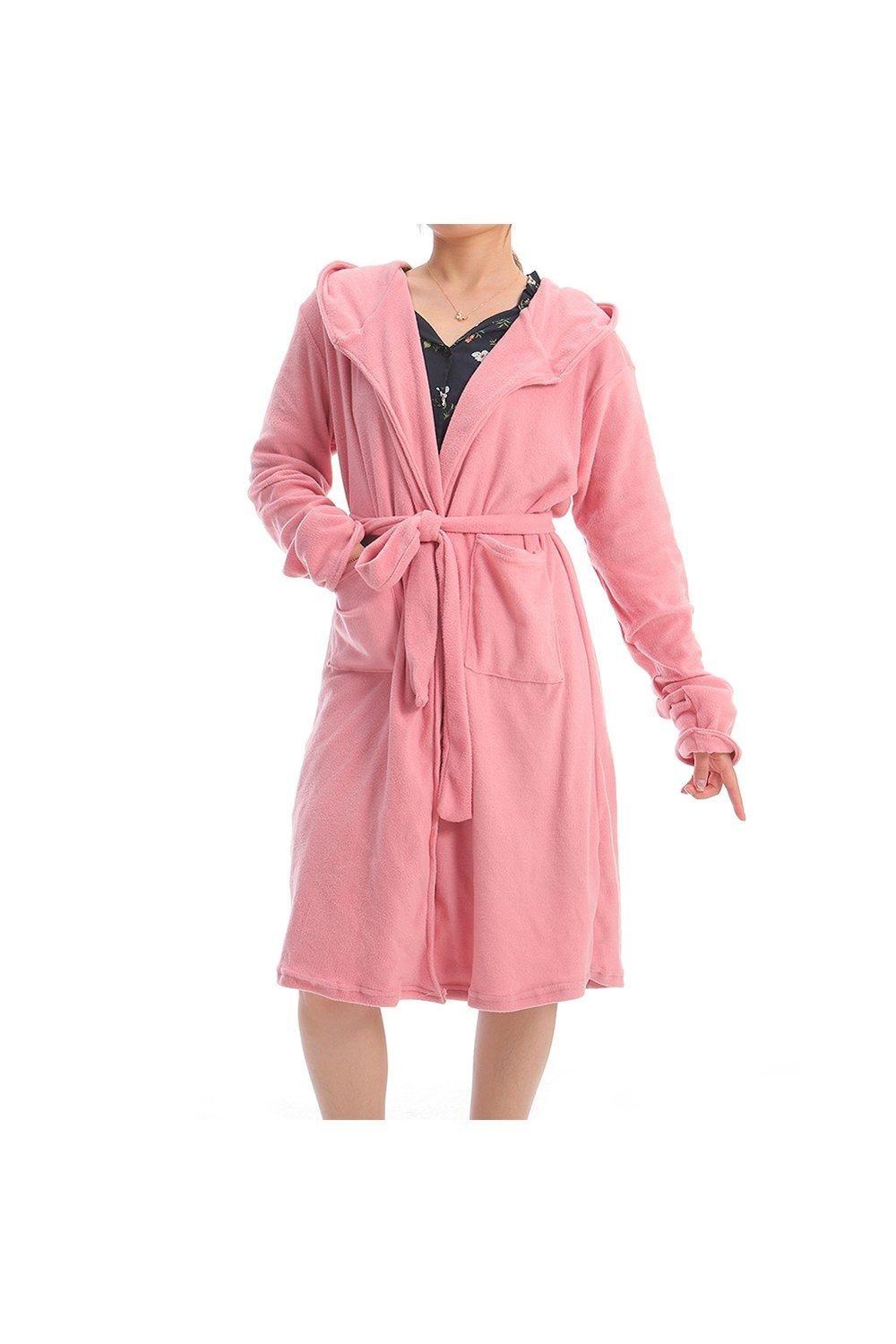 Solid Long Hooded Bath Robe by MODISHION