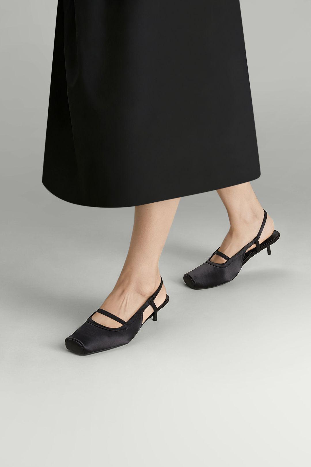 Solid Slingback Pumps Low Heels by MODISHION