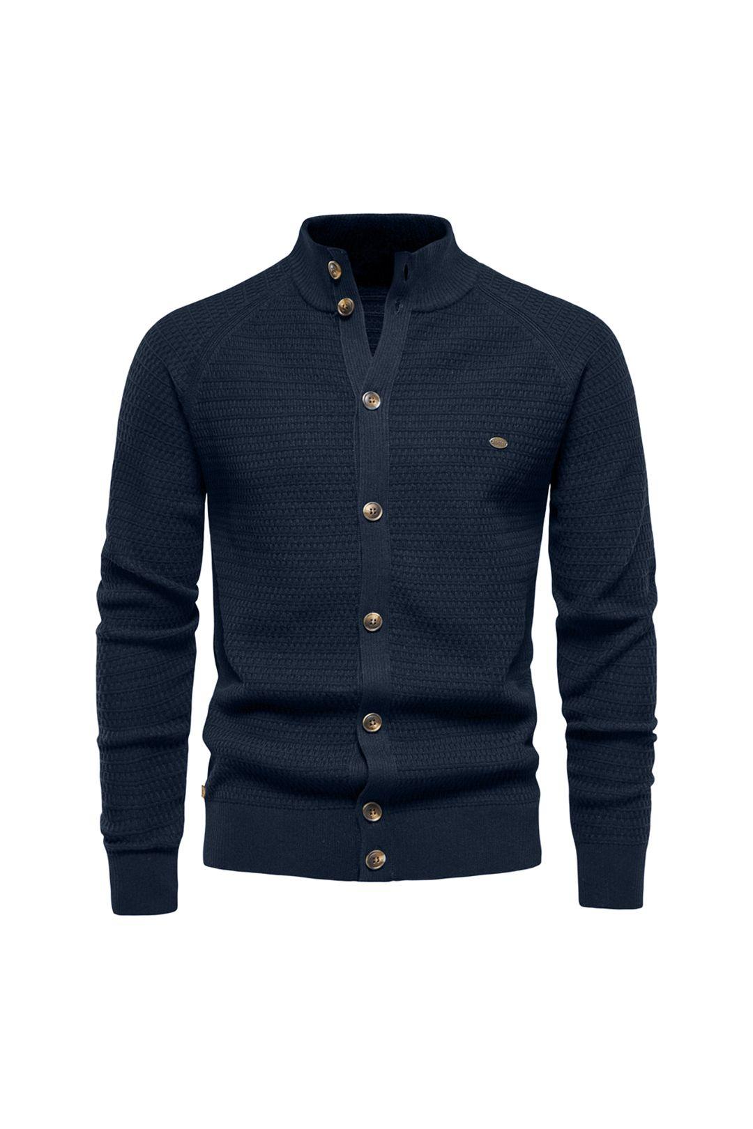 Stand-Up Collar Cardigan Sweater by MODISHION