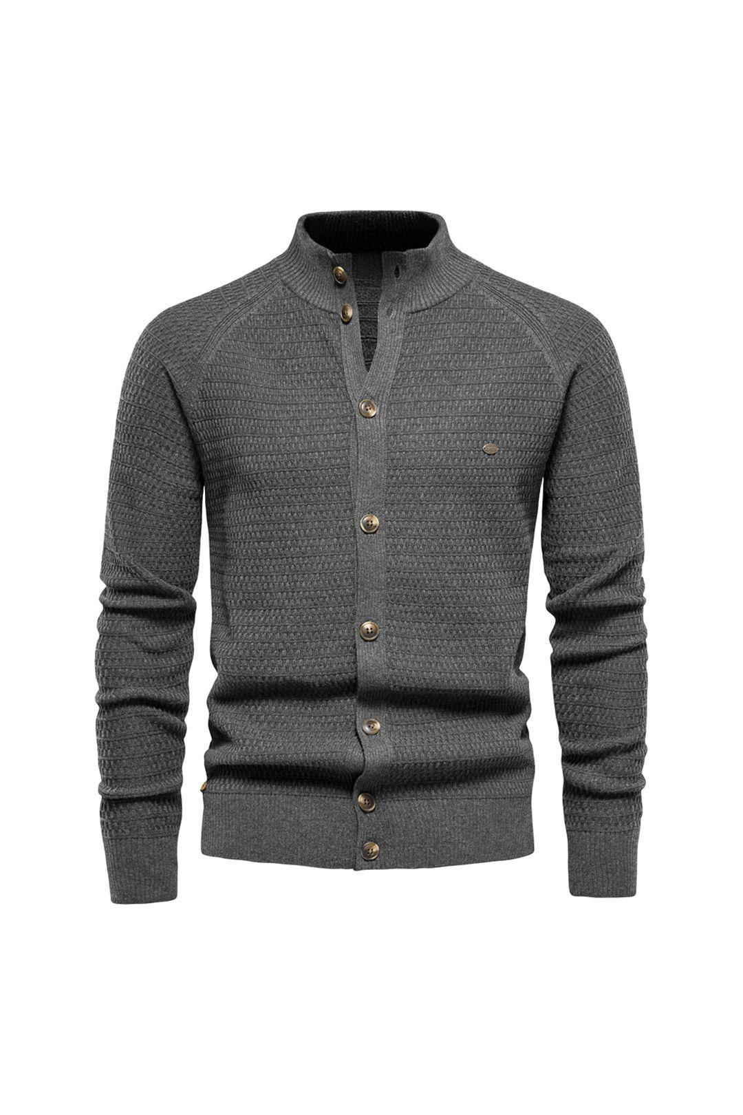 Stand-Up Collar Cardigan Sweater by MODISHION
