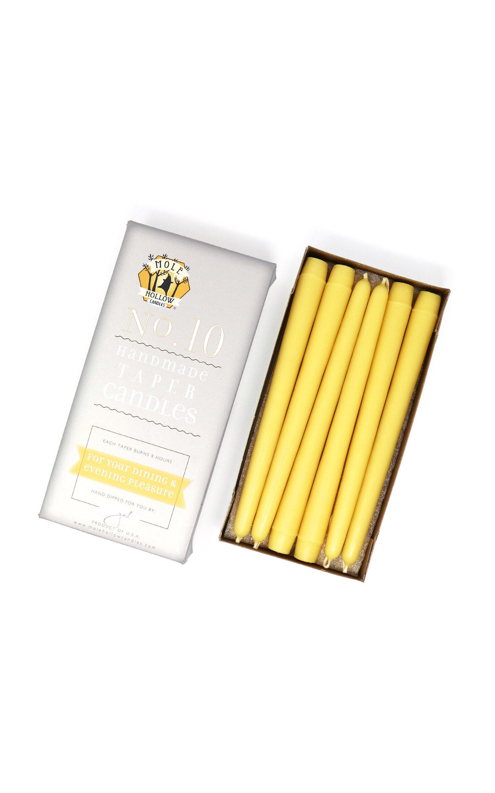 Mole Hollow Candles - Exclusive 10" Hand Dipped Beeswax Taper Candles - Yellow - Moda Operandi by MOLE HOLLOW CANDLES