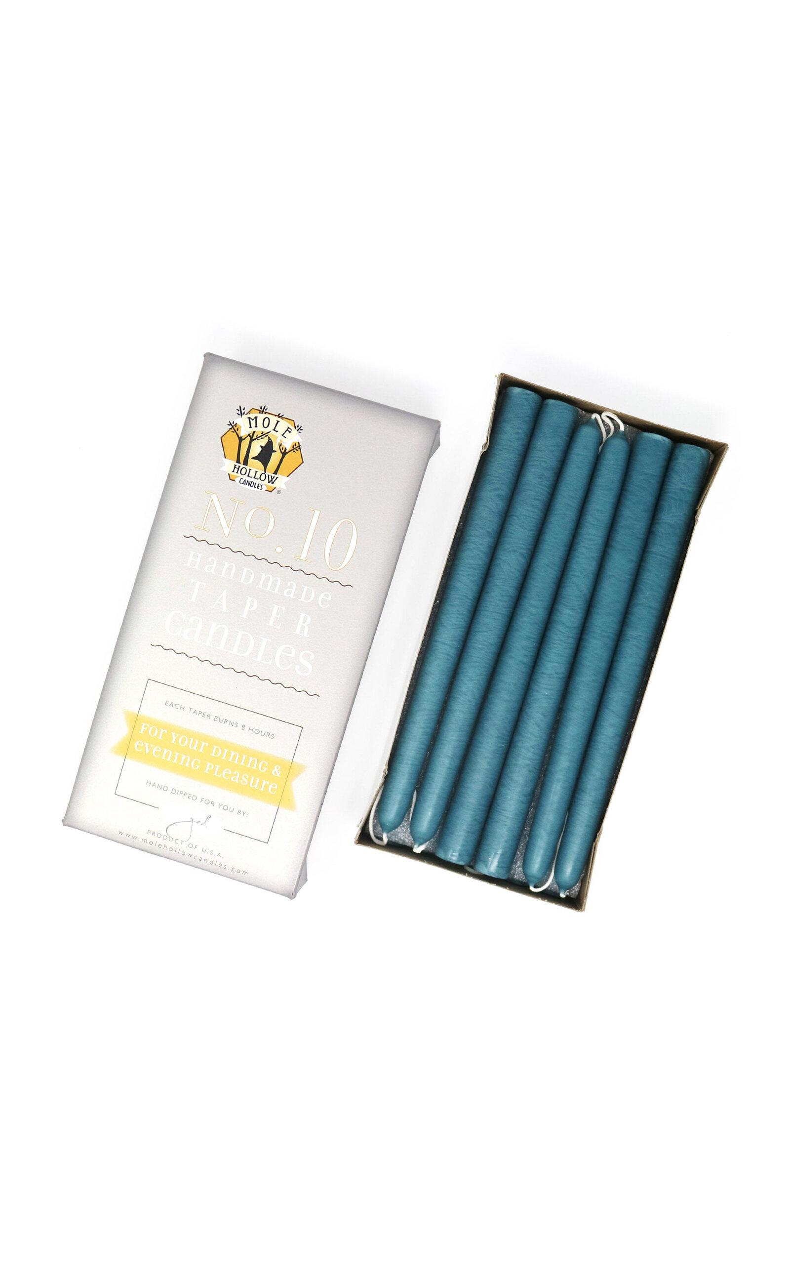 Mole Hollow Candles - Exclusive 10" Hand Dipped Taper Candles - Blue - Moda Operandi by MOLE HOLLOW CANDLES