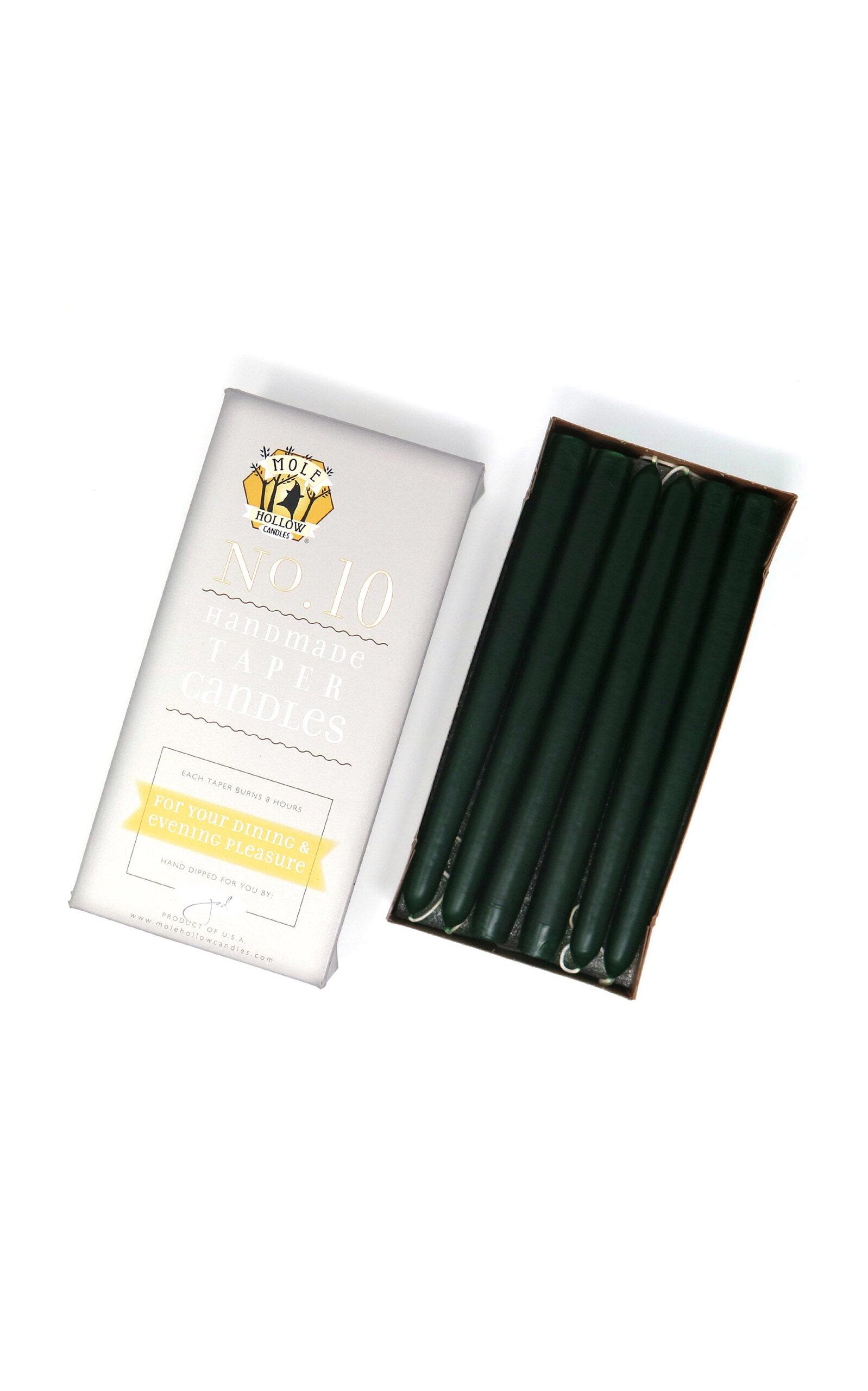 Mole Hollow Candles - Exclusive 10" Hand Dipped Taper Candles - Dark Green - Moda Operandi by MOLE HOLLOW CANDLES