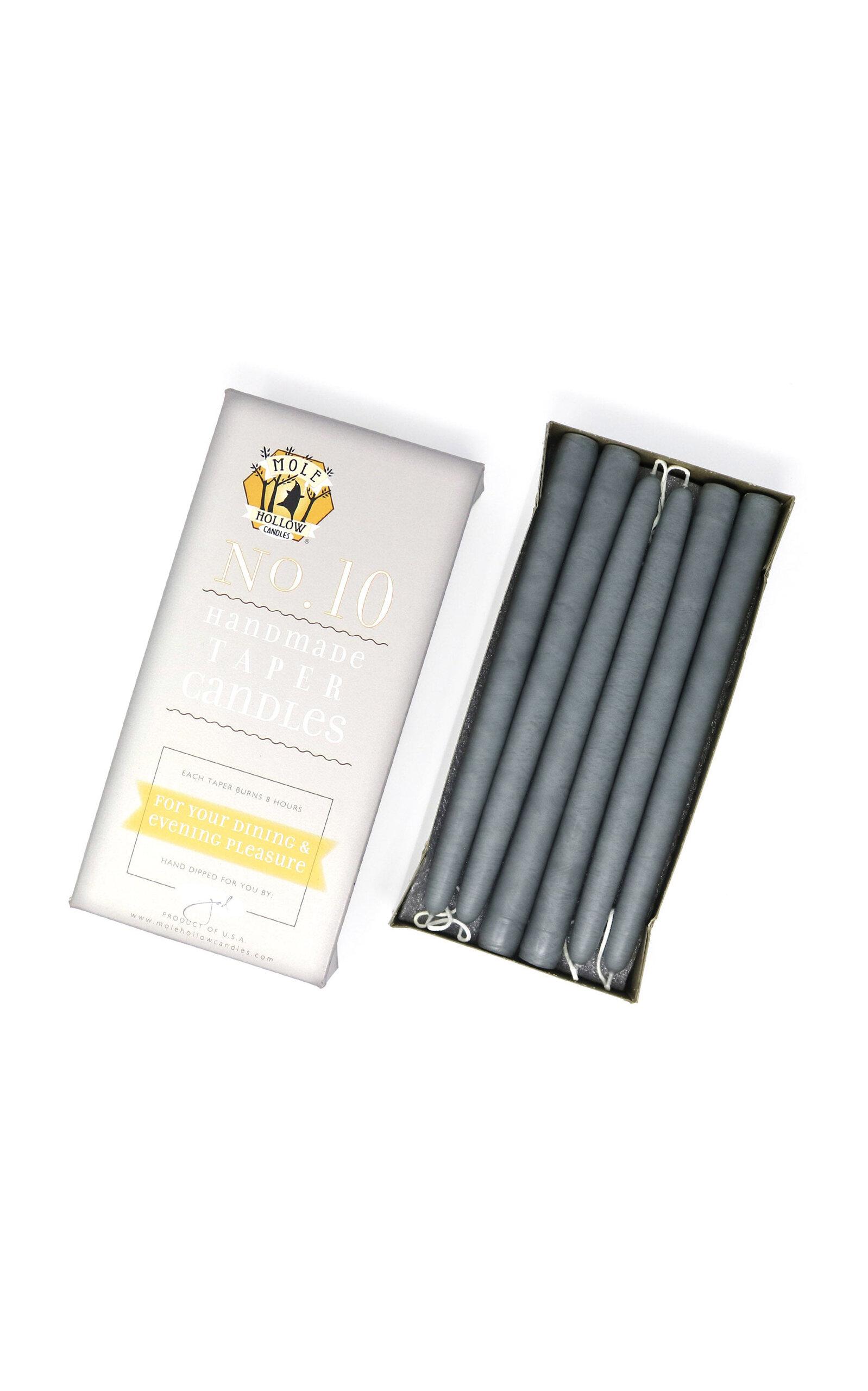 Mole Hollow Candles - Exclusive 10" Hand Dipped Taper Candles - Grey - Moda Operandi by MOLE HOLLOW CANDLES