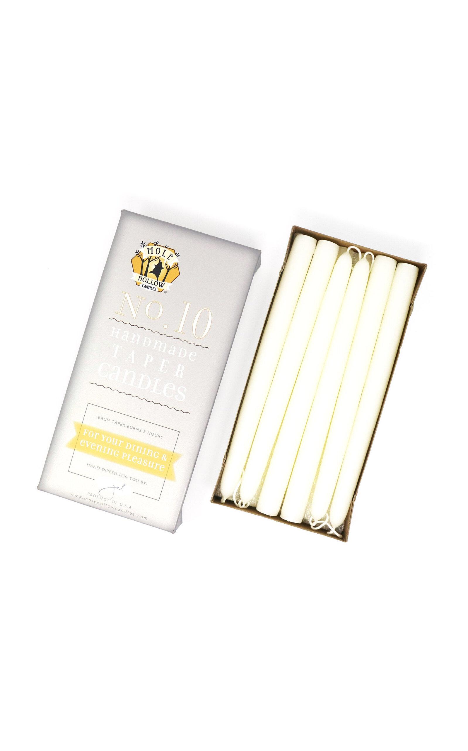 Mole Hollow Candles - Exclusive 10" Hand Dipped Taper Candles - Off-White - Moda Operandi by MOLE HOLLOW CANDLES