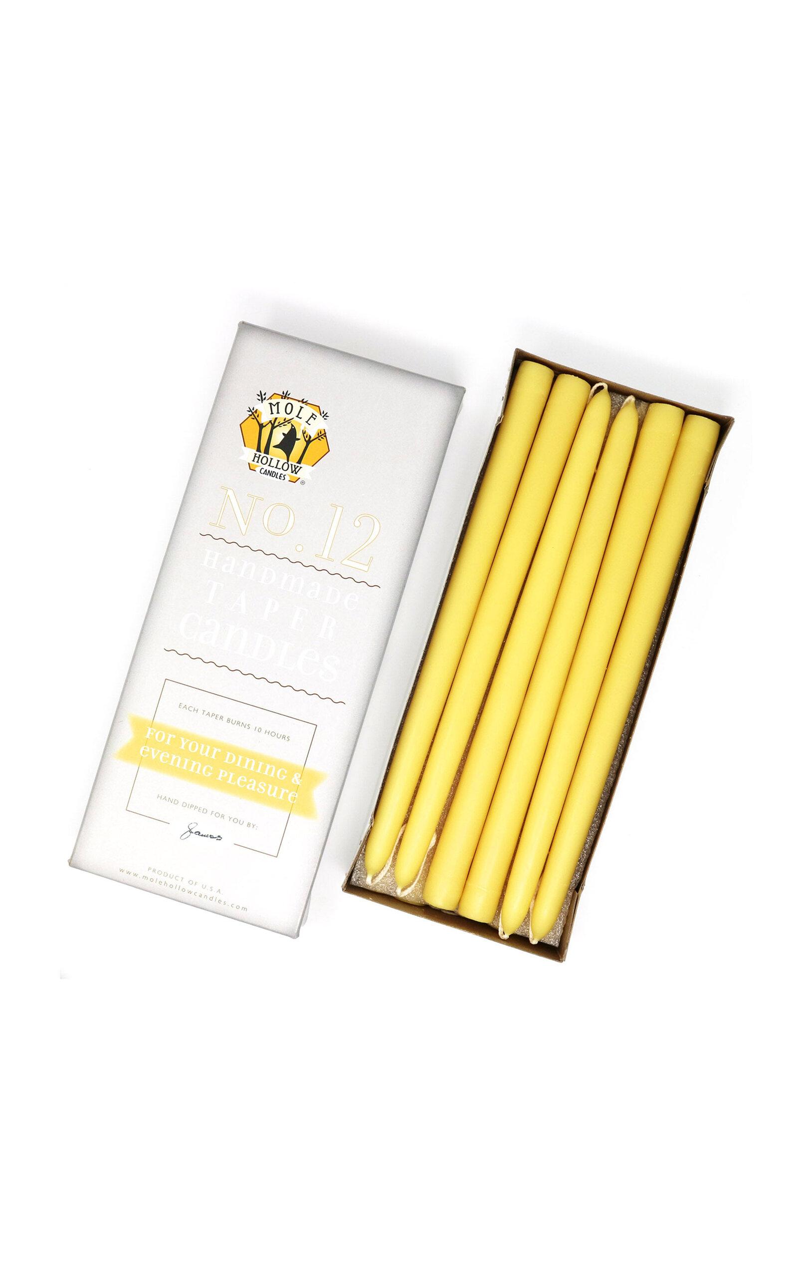 Mole Hollow Candles - Exclusive 12" Hand Dipped Beeswax Taper Candles - Yellow - Moda Operandi by MOLE HOLLOW CANDLES