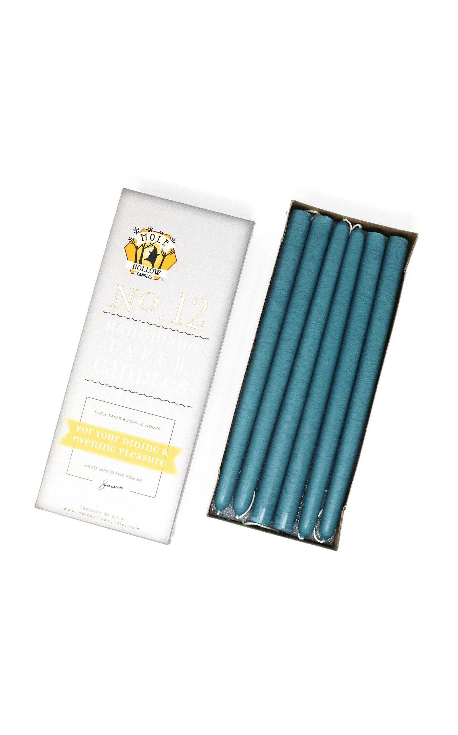 Mole Hollow Candles - Exclusive 12" Hand Dipped Taper Candles - Blue - Moda Operandi by MOLE HOLLOW CANDLES