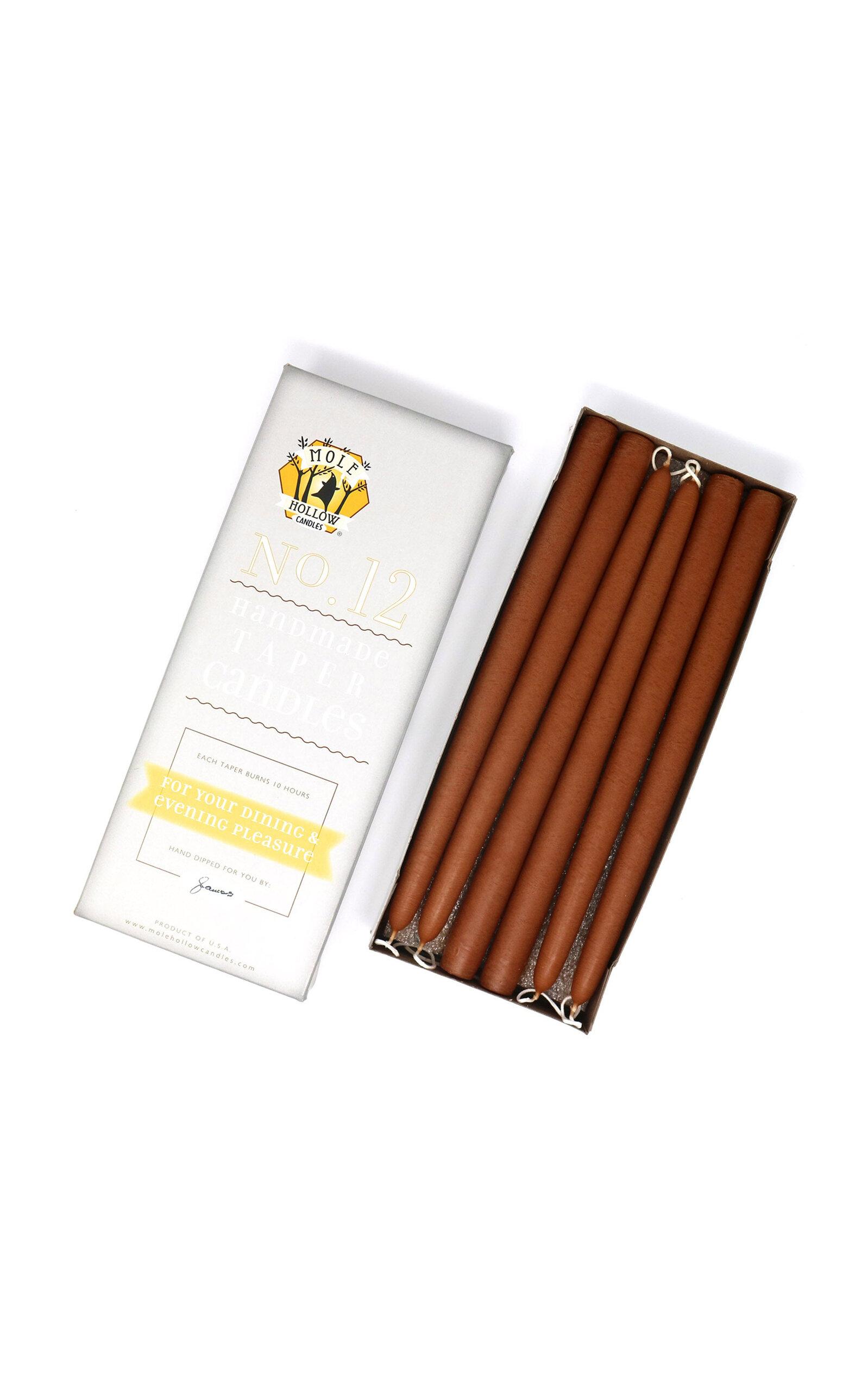Mole Hollow Candles - Exclusive 12" Hand Dipped Taper Candles - Brown - Moda Operandi by MOLE HOLLOW CANDLES