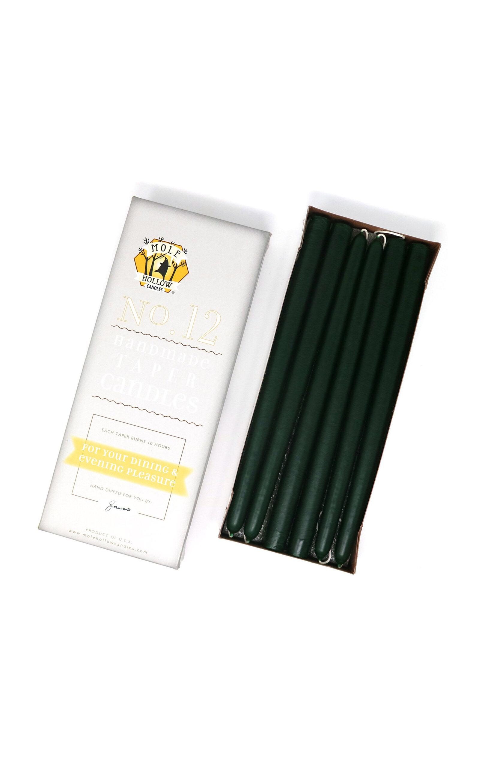 Mole Hollow Candles - Exclusive 12" Hand Dipped Taper Candles - Dark Green - Moda Operandi by MOLE HOLLOW CANDLES