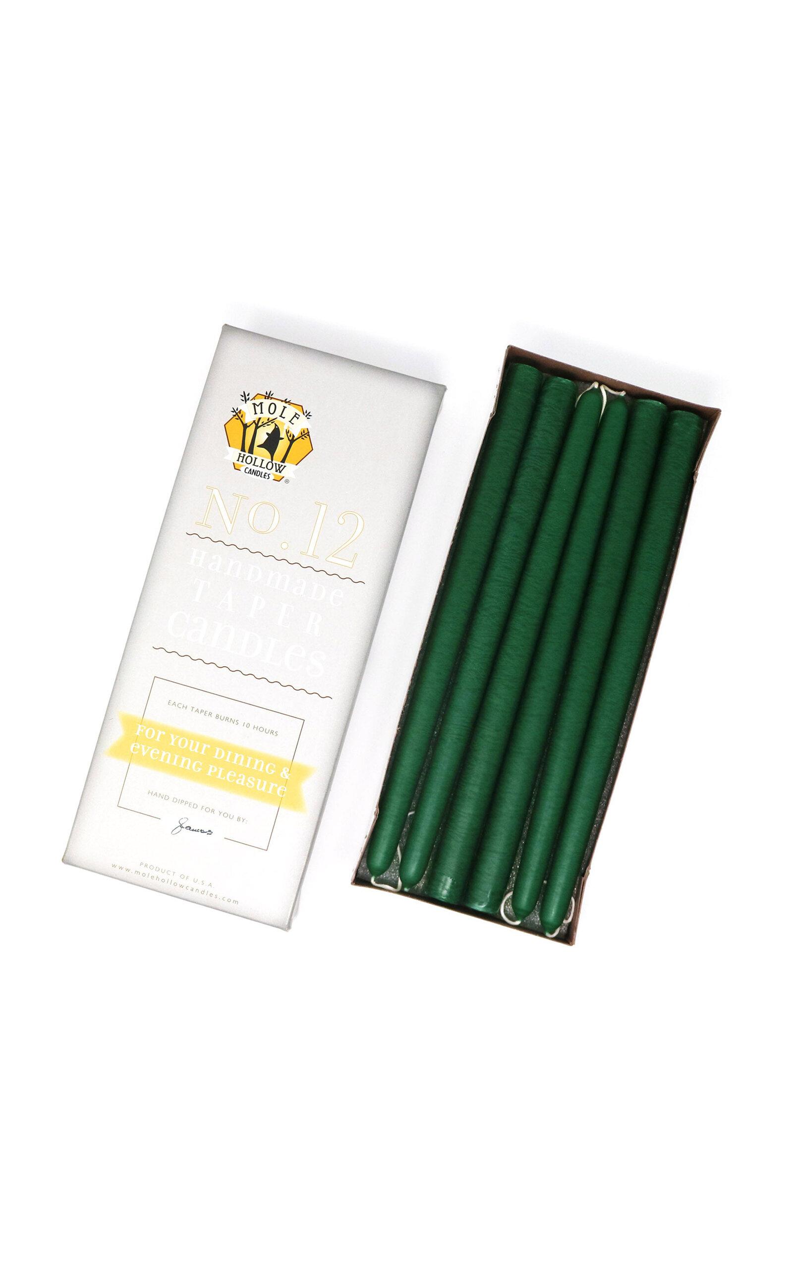 Mole Hollow Candles - Exclusive 12" Hand Dipped Taper Candles - Green - Moda Operandi by MOLE HOLLOW CANDLES