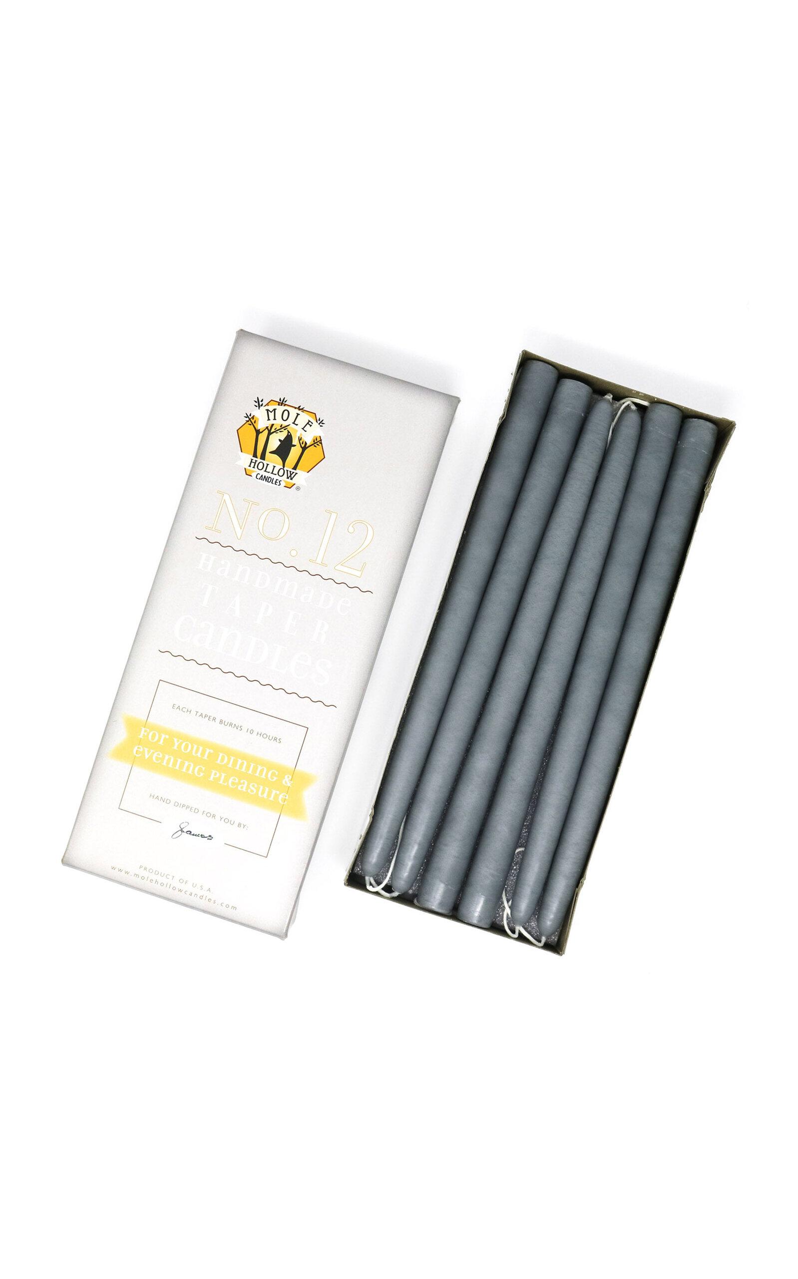 Mole Hollow Candles - Exclusive 12" Hand Dipped Taper Candles - Grey - Moda Operandi by MOLE HOLLOW CANDLES