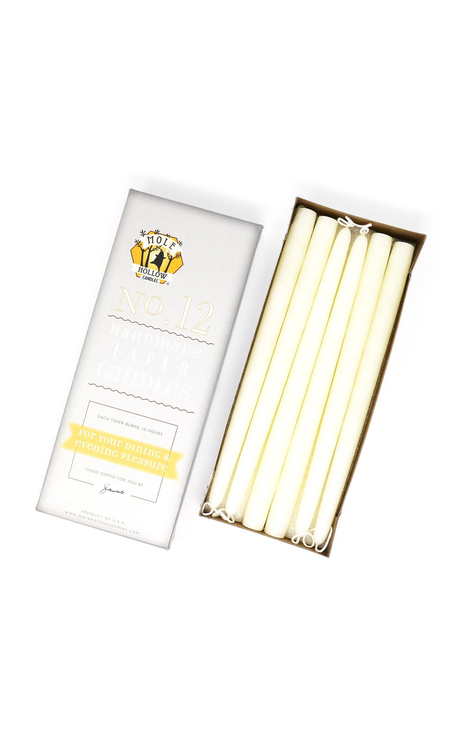 Mole Hollow Candles - Exclusive 12" Hand Dipped Taper Candles - Off-White - Moda Operandi by MOLE HOLLOW CANDLES