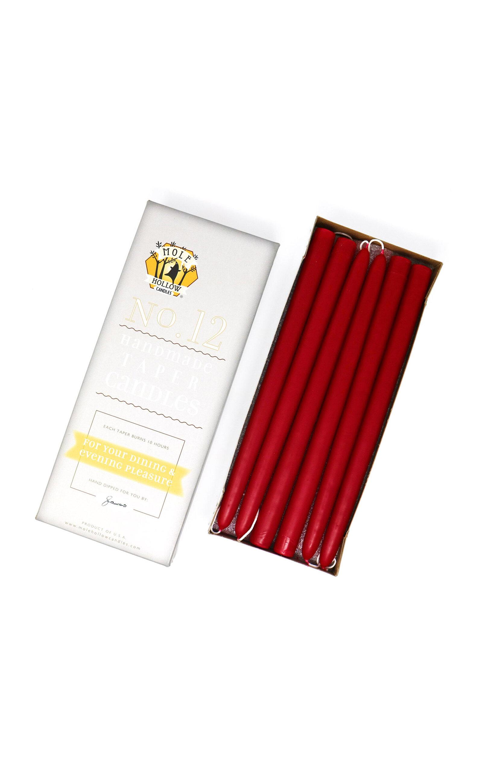 Mole Hollow Candles - Exclusive 12" Hand Dipped Taper Candles - Red - Moda Operandi by MOLE HOLLOW CANDLES