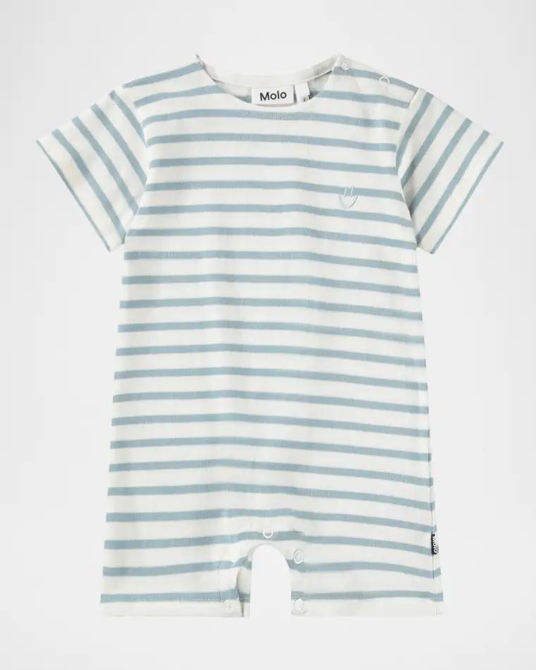 Boy's Fan Striped Organic Cotton Romper, Size 3M-12M by MOLO