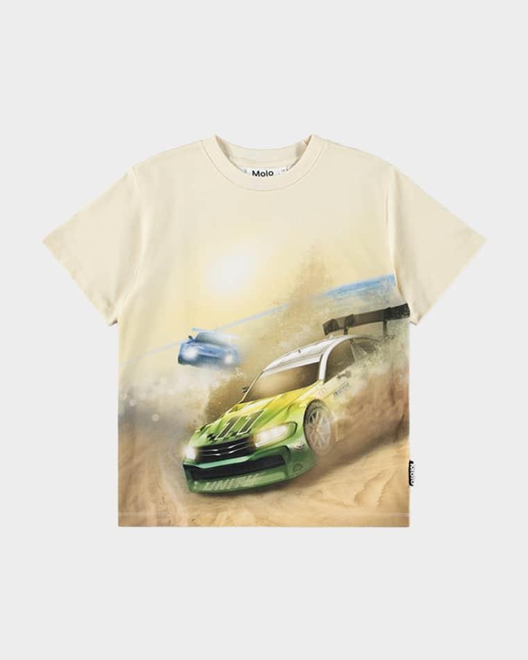 Boy's Riley Racecar-Print Organic Cotton Tee, Size 4-6 by MOLO