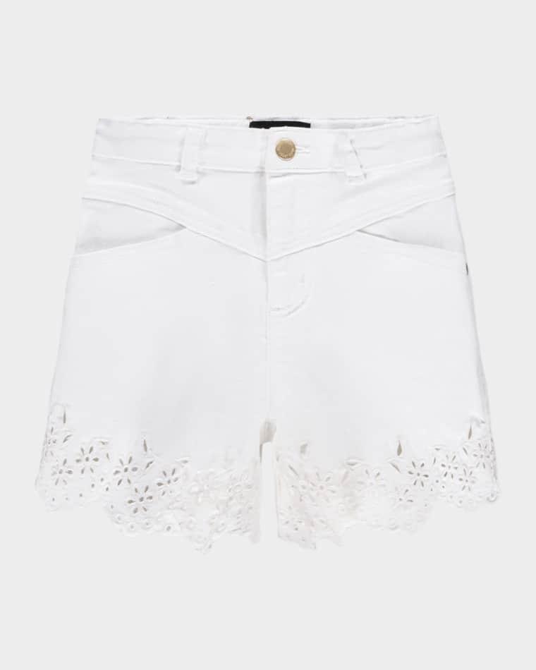 Girl's Adalyn Scalloped Broderie Shorts, Size 4-6 by MOLO