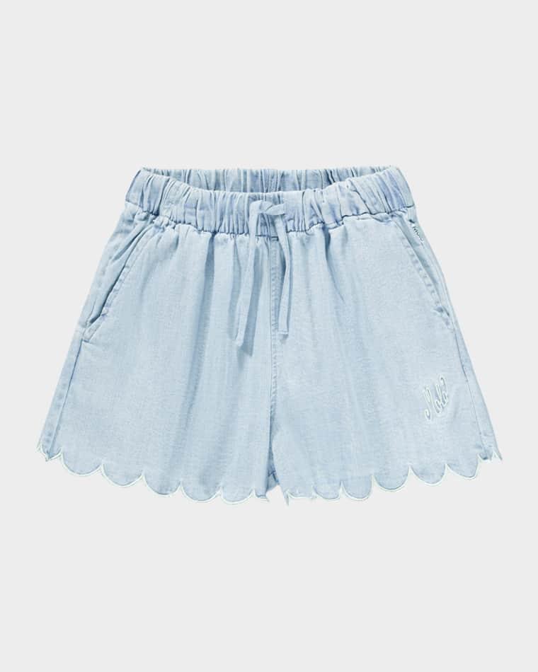 Girl's Addie Scalloped Organic Cotton Shorts, Size 4-6 by MOLO