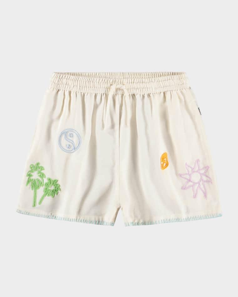 Girl's Annabella Embroidered Cotton Shorts, Size 8-12 by MOLO