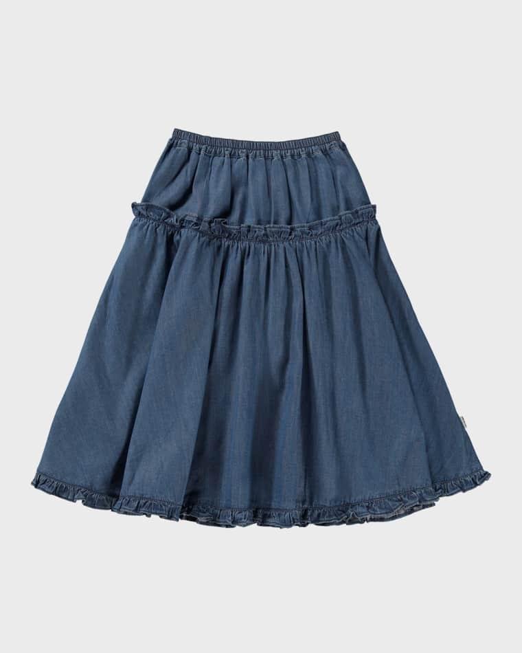Girl's Berit Frill Chambray Skirt, Size 7-16 by MOLO