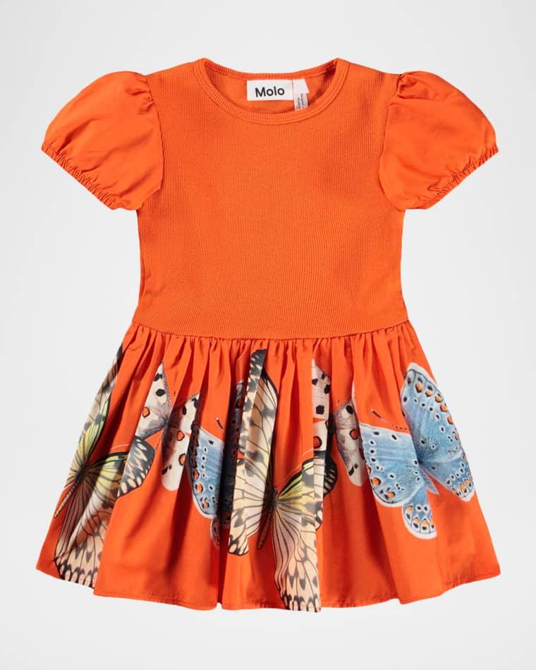 Girl's Caitlin Puff-Sleeve Organic Cotton Dress, Size 6M-2 by MOLO