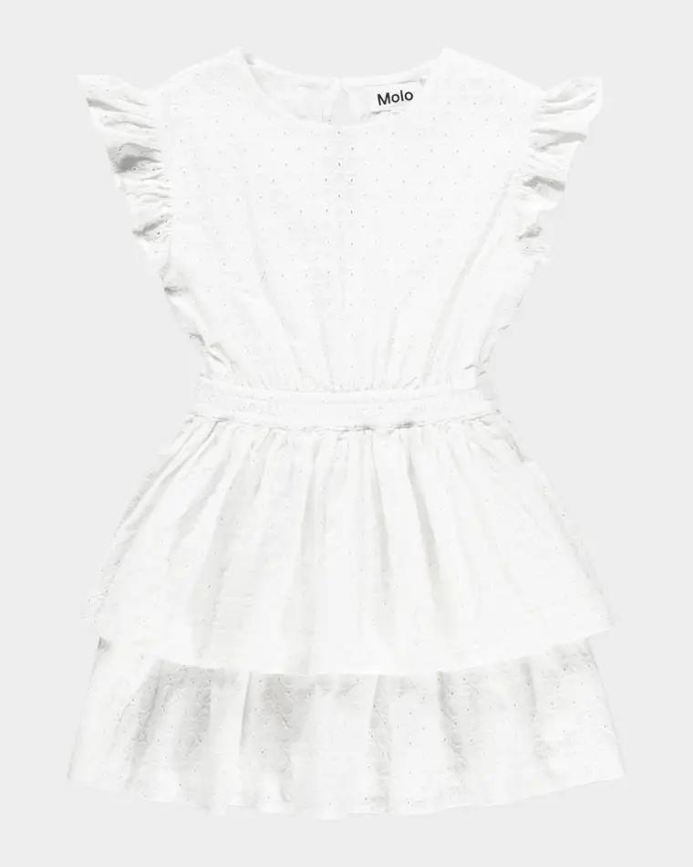 Girl's Carma Flutter-Sleeve Dress, Size 3-6 by MOLO