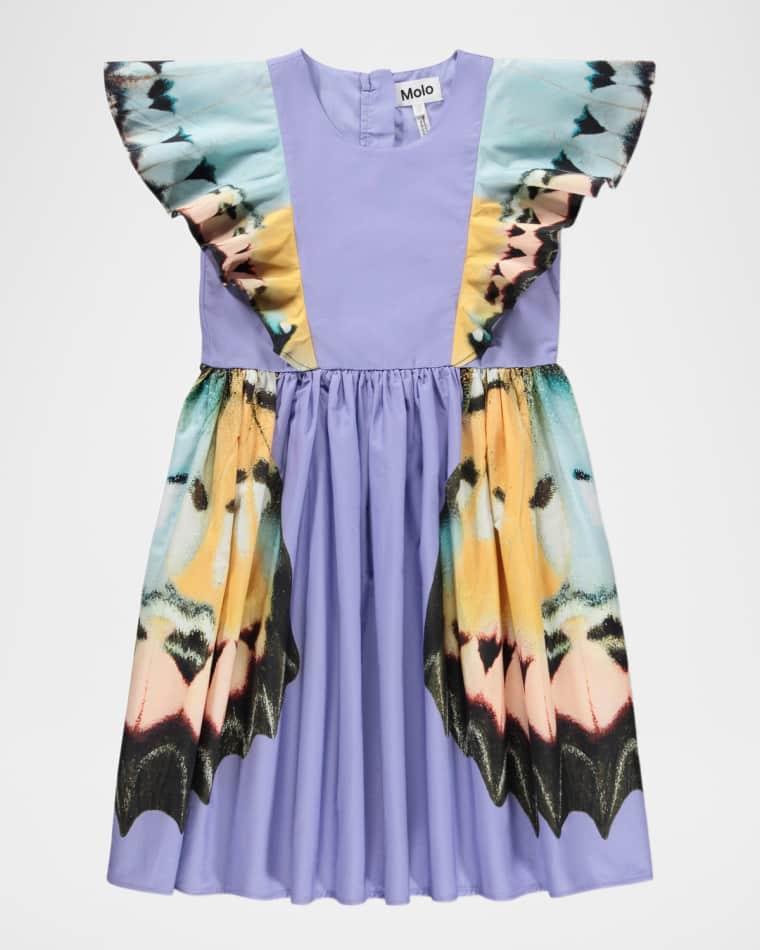 Girl's Caty Butterfly Cap-Sleeve Dress by MOLO