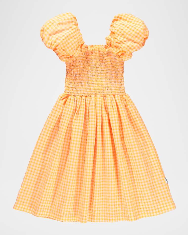 Girl's Cherisla Puff-Sleeve Organic Cotton Dress, Size 3-6 by MOLO