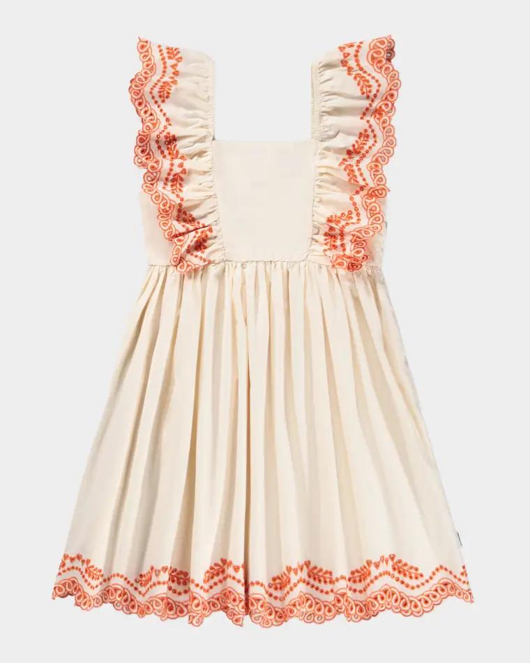 Girl's Clementine Flutter-Sleeve Broderie Anglaise Dress, Size 7-12 by MOLO