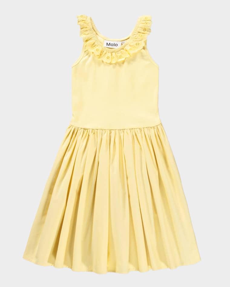 Girl's Croco Sleeveless Ruffle Lace Combo Dress, Size 2-6 by MOLO