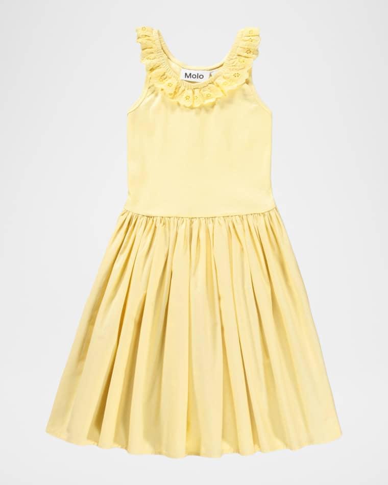 Girl's Croco Sleeveless Ruffled Combo Dress, Size 7-12 by MOLO